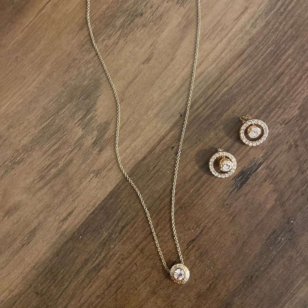 Coach necklace and earrings